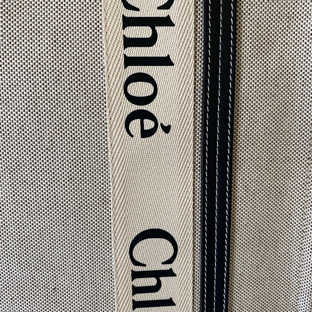 Woody medium leather-trimmed cotton-canvas tote - Picture 3 of 16